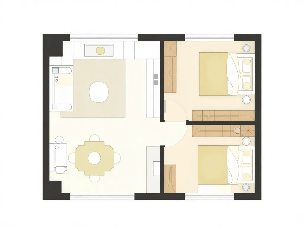 aménagement petite maison 50m2 zones salon cuisine chambre