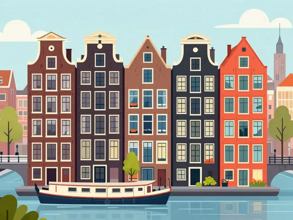 amsterdam maison canal flottante moderne éditorial