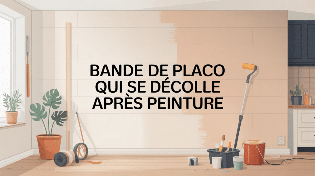 Illustration mur bandes placo qui se décolle après peinture