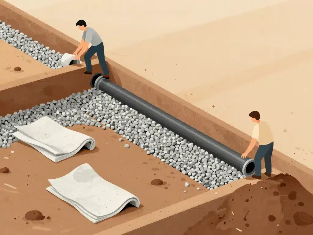 Installation drain pour mur de soutènement étape par étape