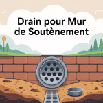 Illustration du drain pour mur de soutènement en coupe