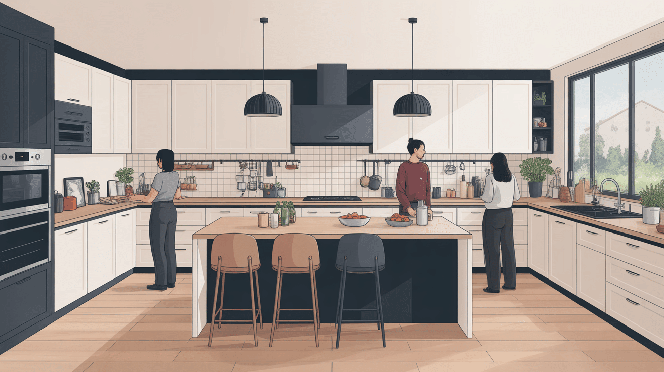 hotte intégrée plan de travail avis illustration cuisine moderne