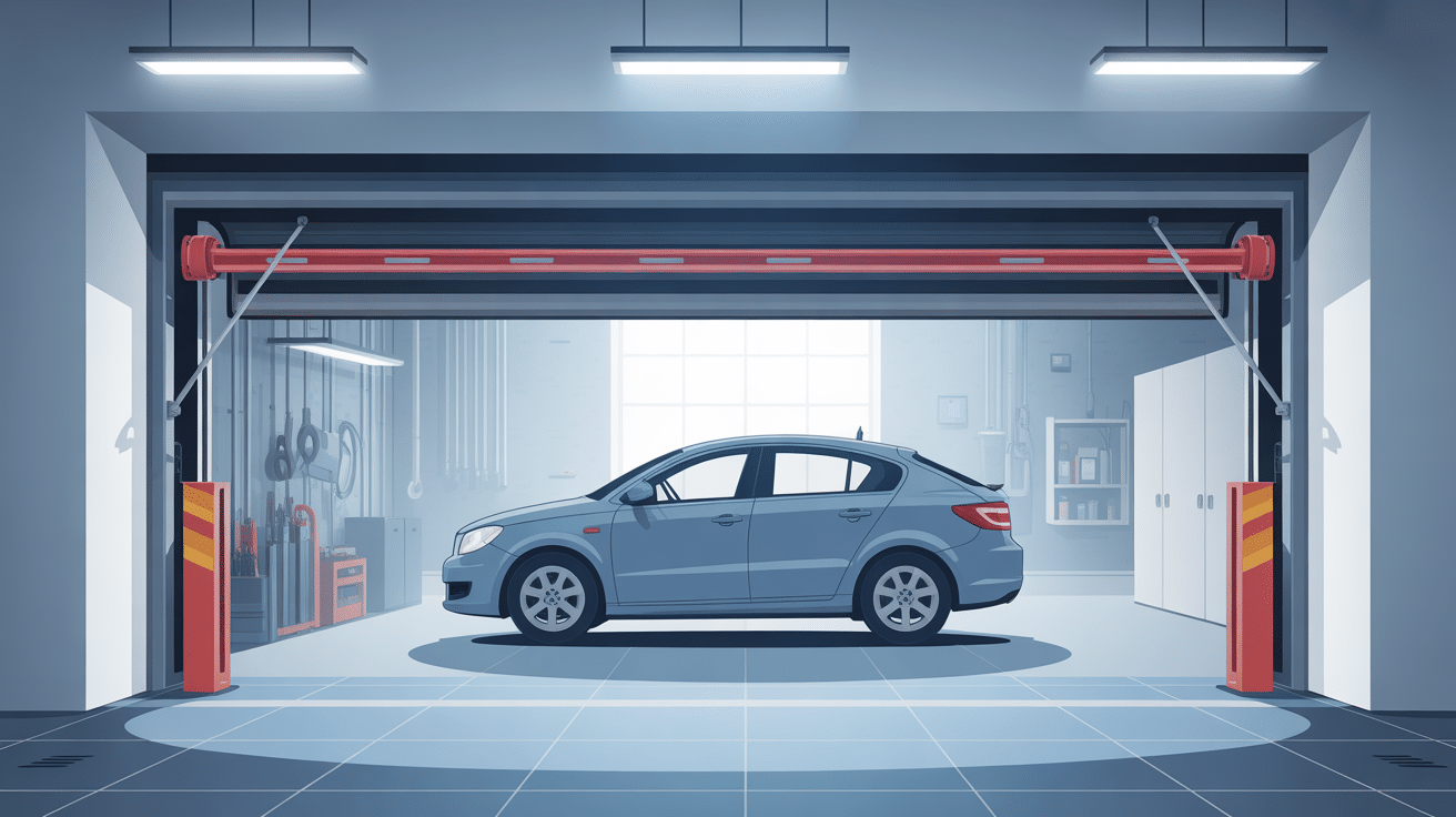 Illustration mecanisme porte de garage basculante manuelle fonctionnement entretien