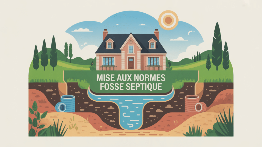 mise aux normes fosse septique illustration maison stylisée