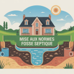 mise aux normes fosse septique illustration maison stylisée
