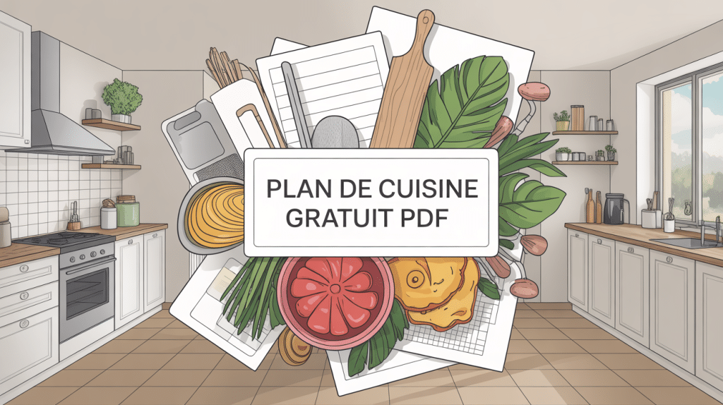 Plan de cuisine gratuit PDF moderne vue de dessus
