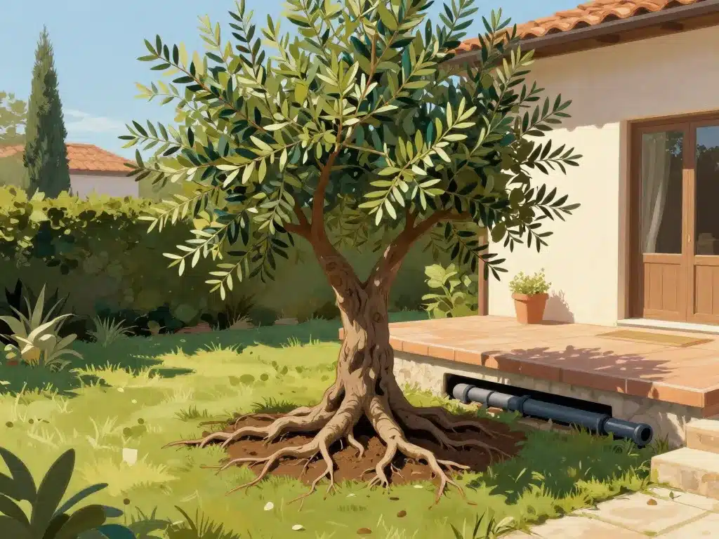 racine olivier précaution distance maison