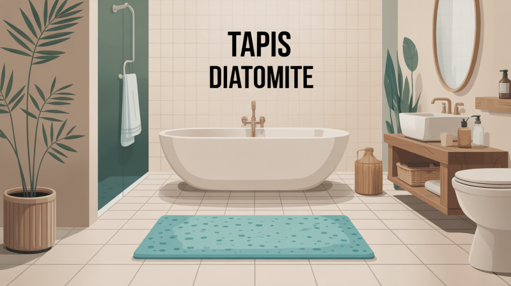 tapis diatomite danger posé dans salle de bain moderne