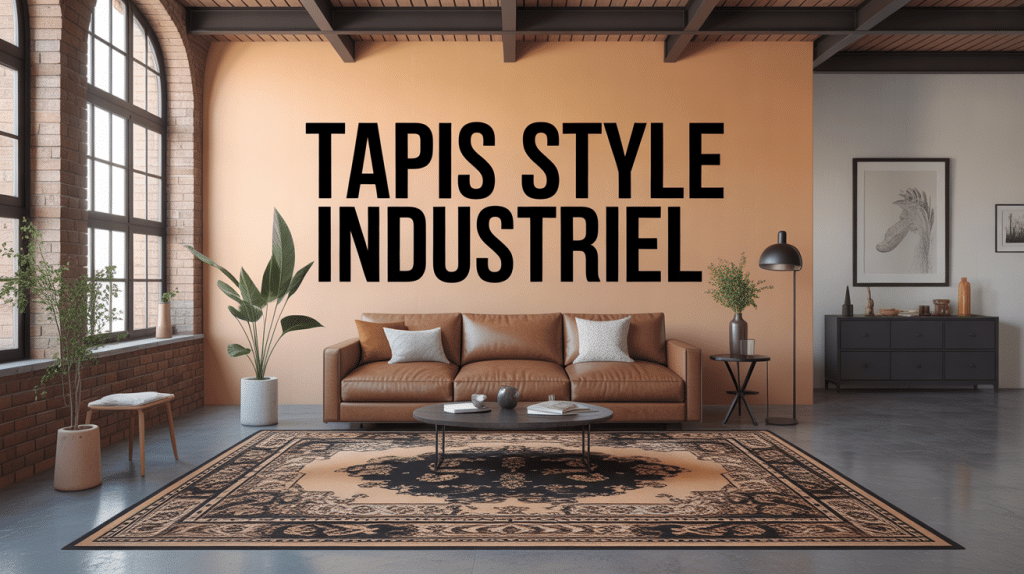 Illustration loft avec tapis pour style industriel