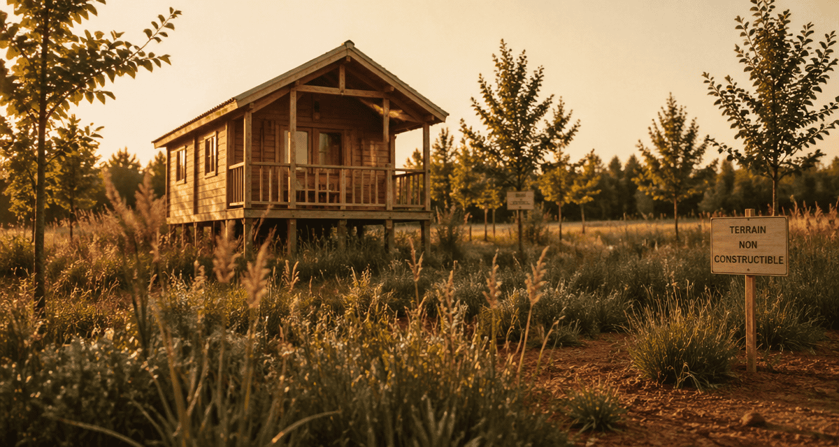 chalet sur pilotis terrain non constructible en champ