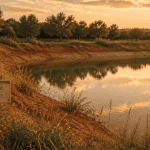 bassin de rétention à ciel ouvert avec berges en terre cuite