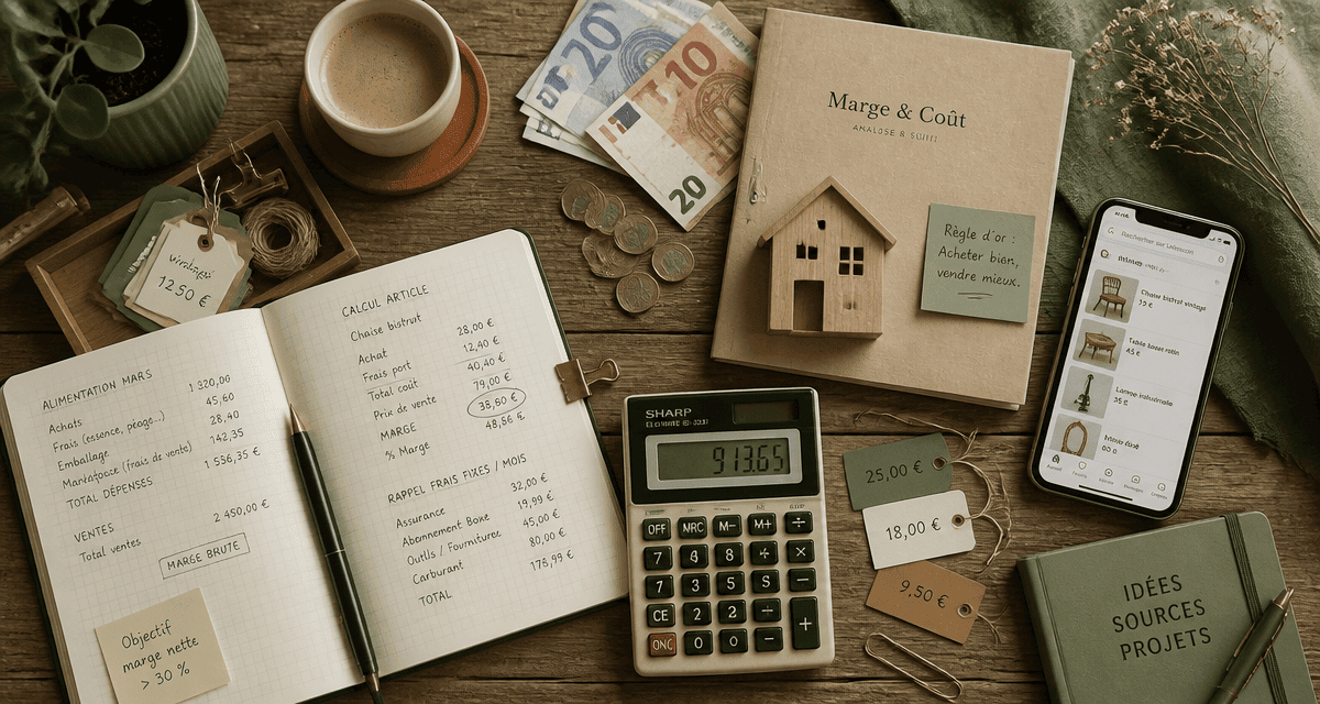 Bureau acheter pour revendre avec calculatrice et carnet