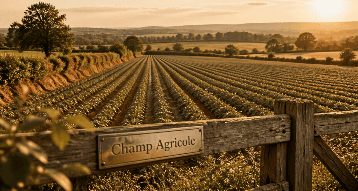 champs agricole clôture bois coucher de soleil