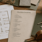Checklist local pour entreprise et clés sur table