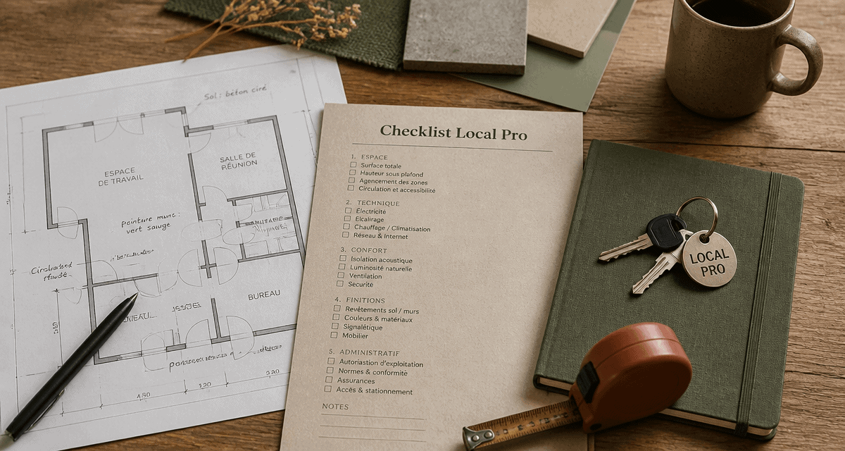 Checklist local pour entreprise et clés sur table