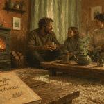 comment chauffer une pièce sans électricité, famille autour d’un poêle à bois