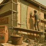 crepi isolant sur façade maison en travaux