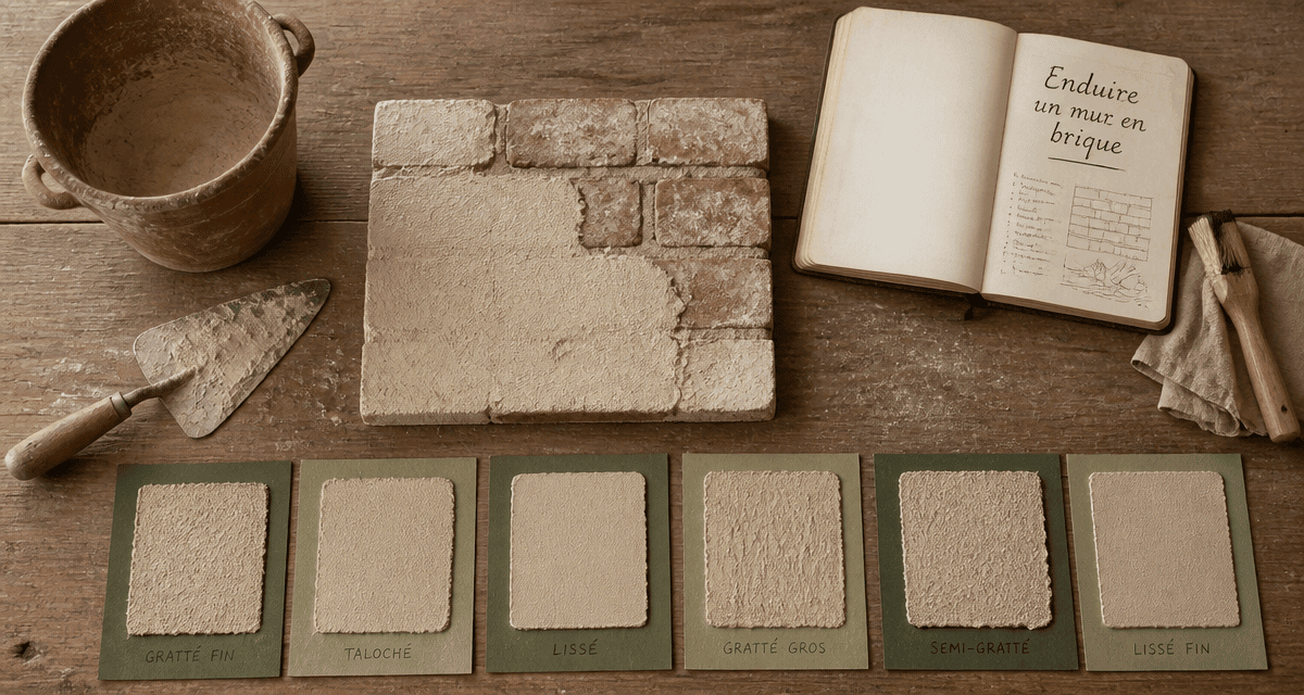 enduit sur brique outils et finitions sur table artisan