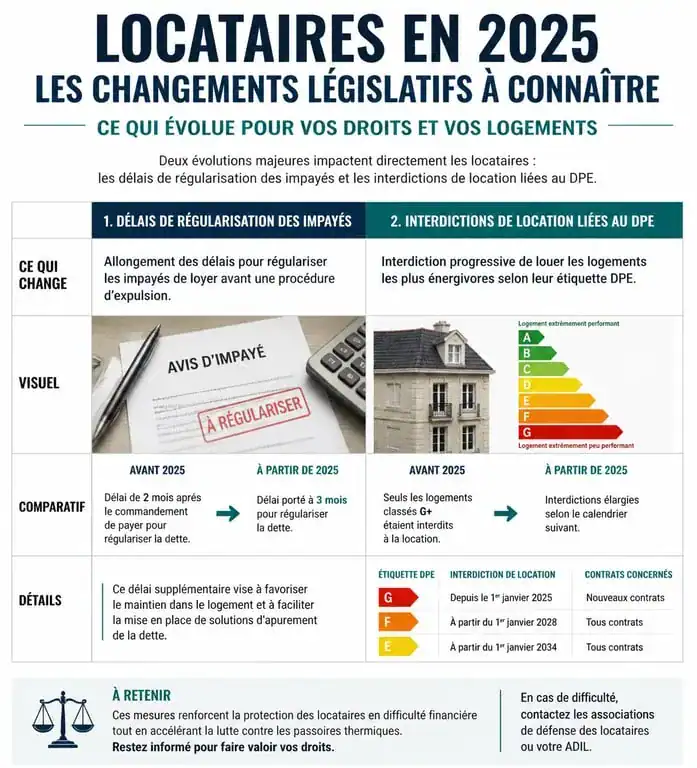 Tableau comparatif des changements de la nouvelle loi pour les locataires en 2025