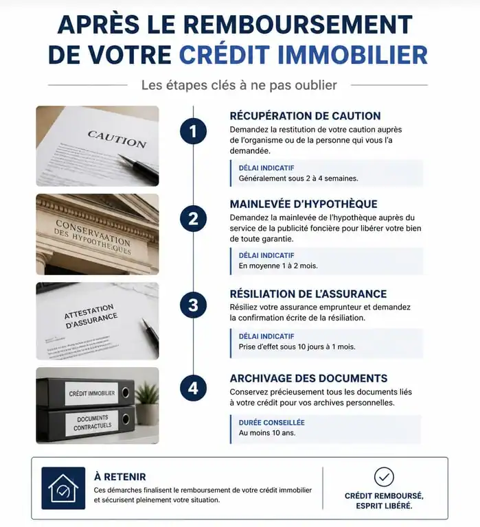 Infographie des démarches après avoir fini de payer son crédit immobilier