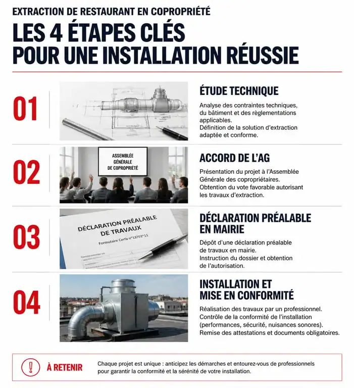 Étapes clés pour l'installation d'une extraction de restaurant en copropriété