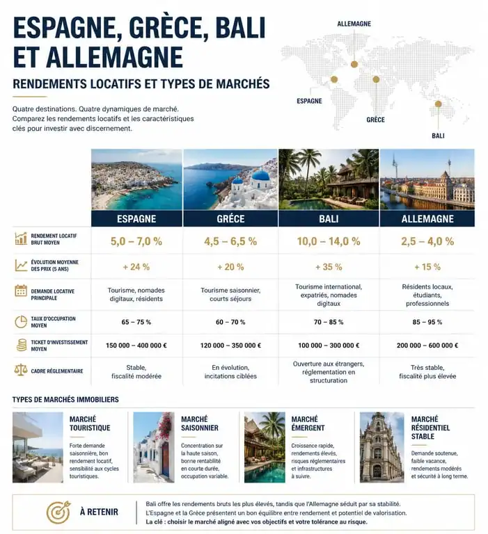 Comparatif des rendements et marchés pour investir etranger immobilier