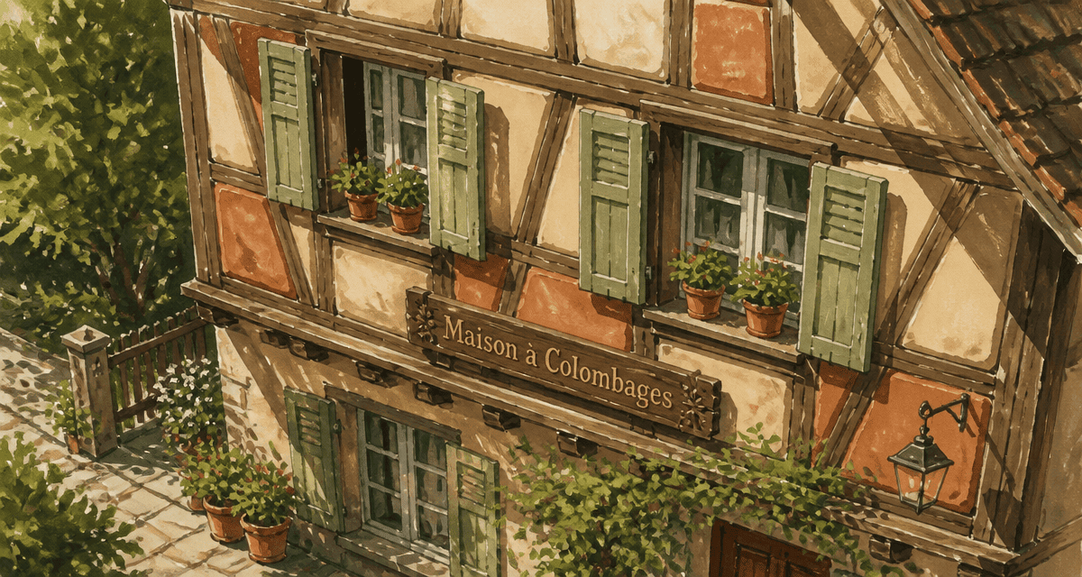 Façade colombage maison alsacienne vue en plongée