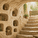 Intérieur d'habitat troglodytique en pierre calcaire