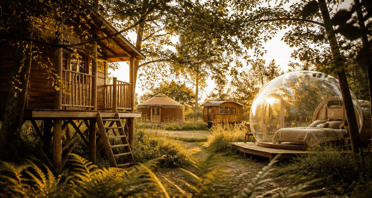 Habitats insolites cabane, yourte et bulle en forêt