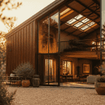 façade hangar aménagé en maison contemporaine avec verrière