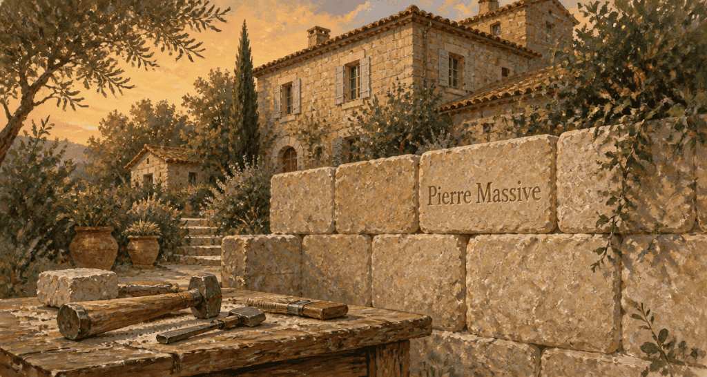maison pierre de taille mur calcaire jardin