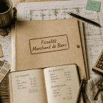 marchand de bien fiscalité dossier et calculatrice
