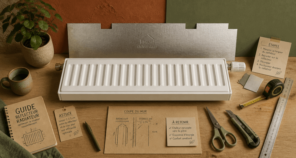 panneau réflecteur radiateur posé avec outils