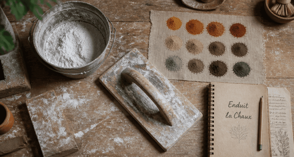 outils atelier chaux enduit pigments
