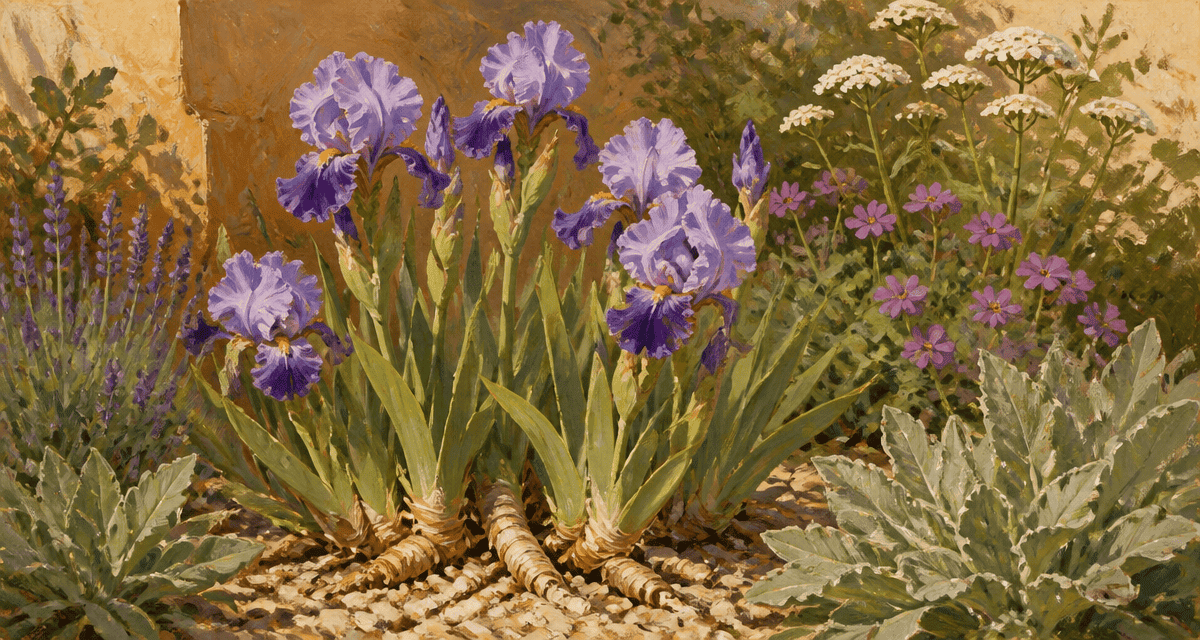 Que mettre au pied des iris massif fleuri