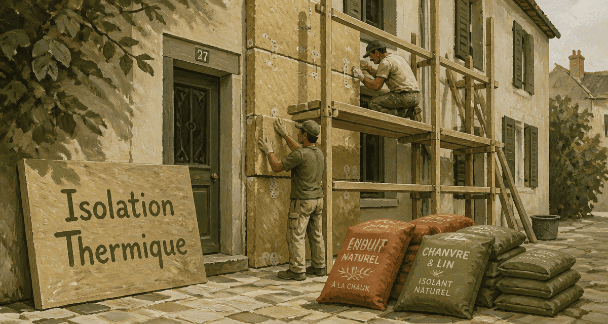 Ravalement ITE ouvriers isolent façade maison