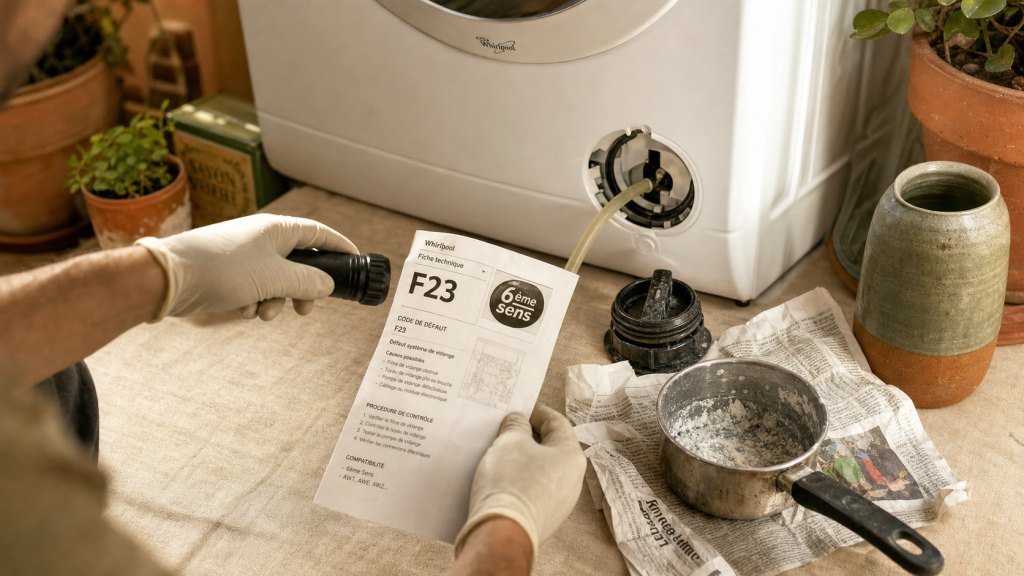Code panne lave linge Whirlpool 6ème sens Fxx