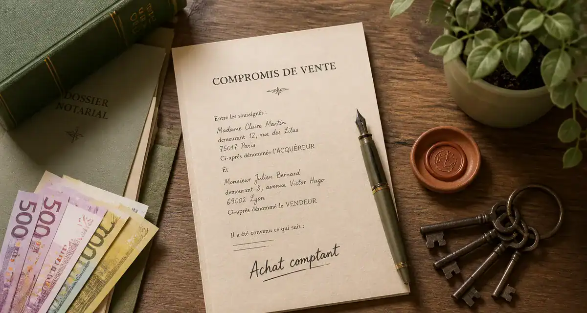 compromis de vente sans emprunt manuscrit achat comptant