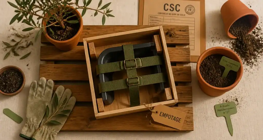 Empotage : établi et pots horticoles, cales et substrat pour la mise en pot