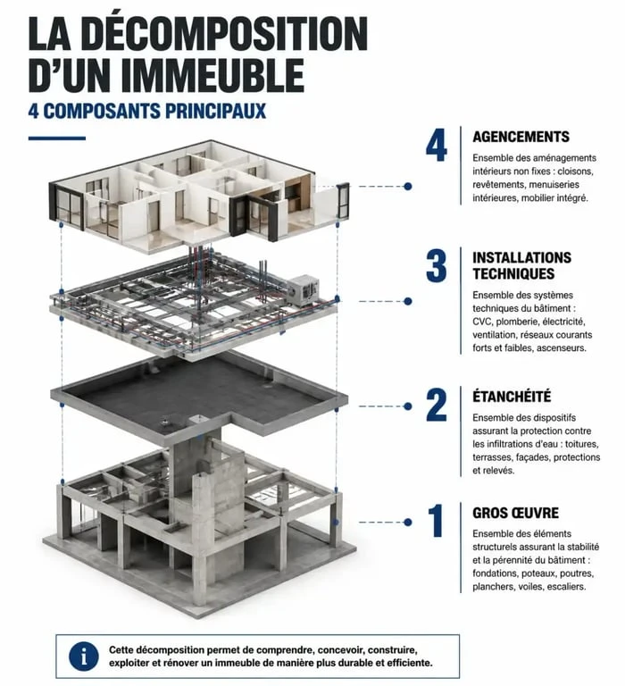 Tableau de décomposition d'un immeuble par composant pour l'amortissement comptable