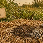 Miscanthus inconvénient : paillage au miscanthus broyé sur sol, microfaune sous écran