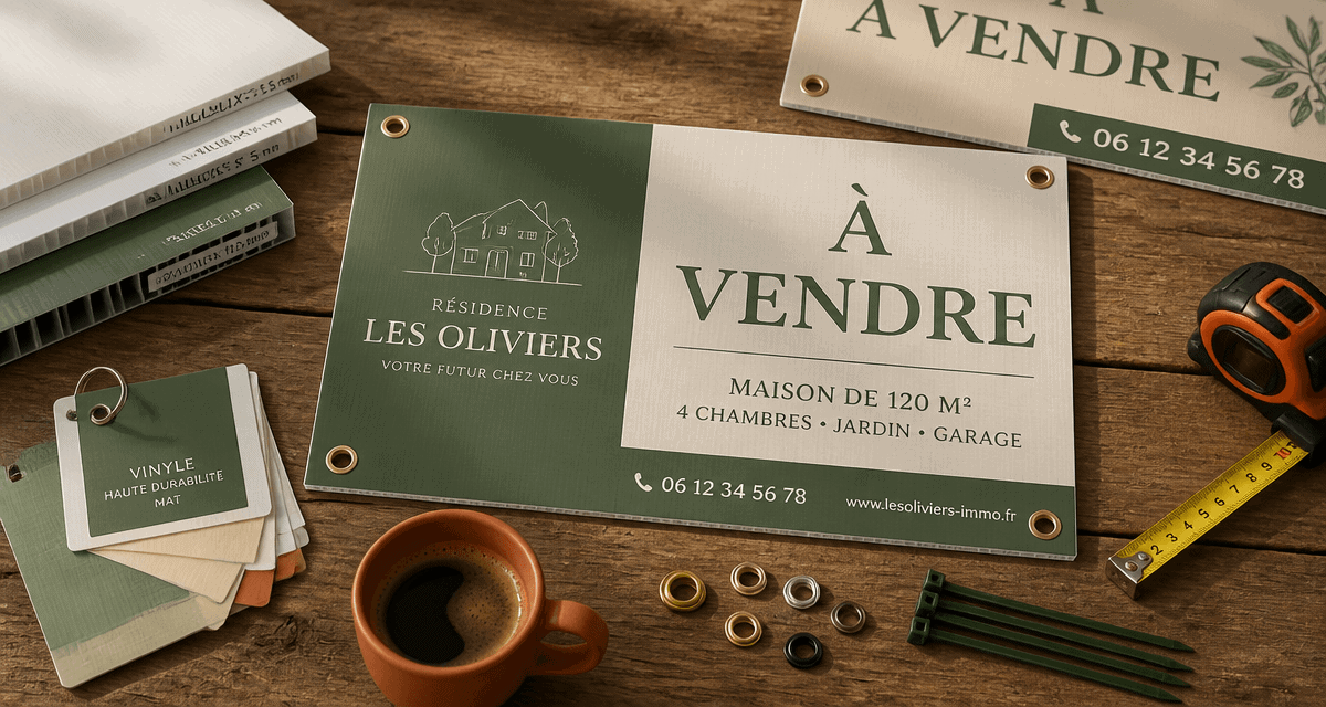 panneaux agence immobilière akilux sur bureau