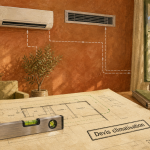 Prix climatisation maison 100m2 : devis clim, salon avec unités intérieures et groupe extérieur