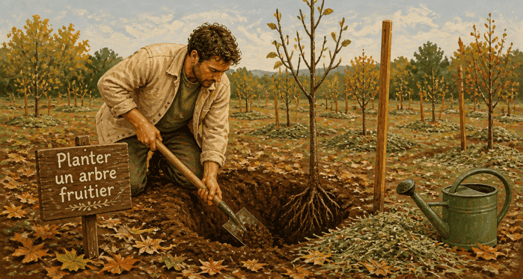 quand planter un arbre fruitier, illustration plantation