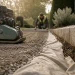 Allée carrossable pas cher en gravier, bordures et géotextile