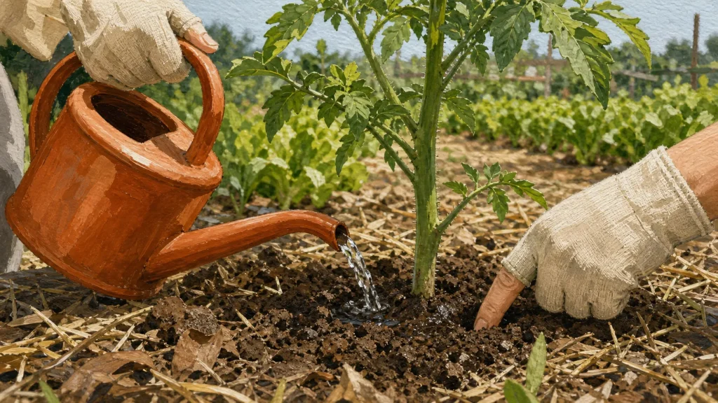 Comment bien arroser son potager : arrosage au pied entre 6h et 8h