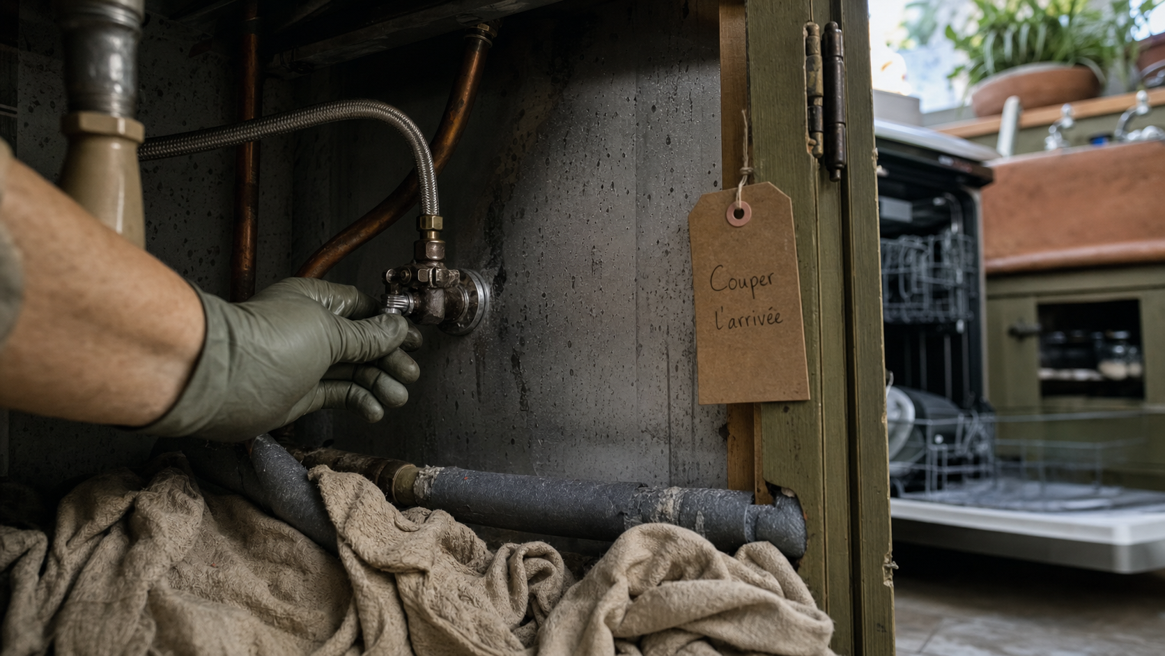 Comment couper l’eau d’un seul robinet sous évier, fermer le robinet d’arrêt