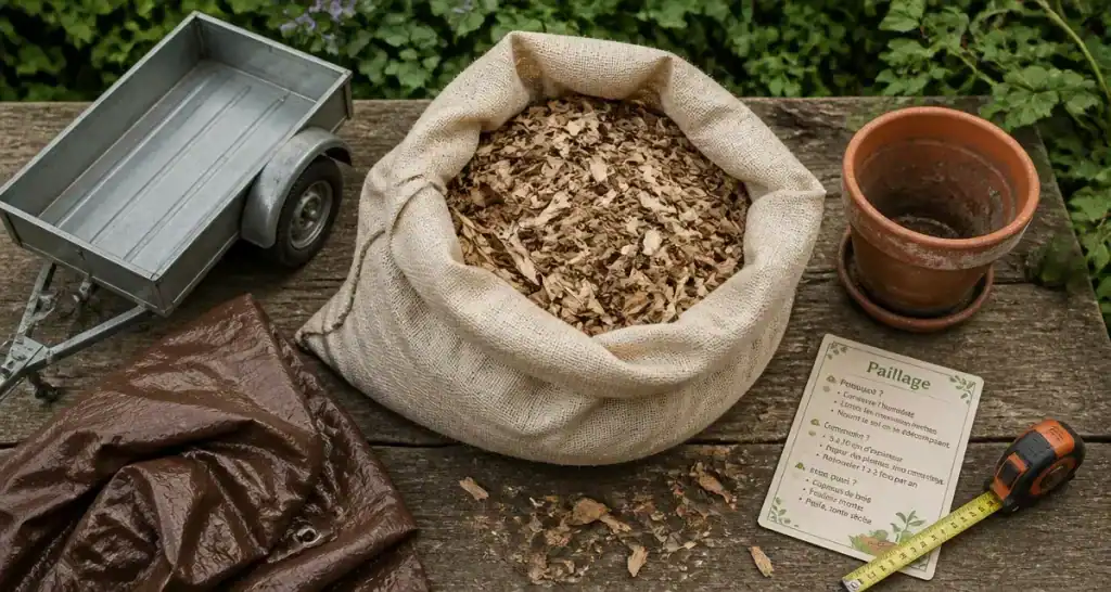 Copeaux de bois gratuit pour paillage, tas de copeaux non traités au jardin