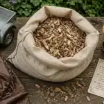Copeaux de bois gratuit pour paillage, tas de copeaux non traités au jardin