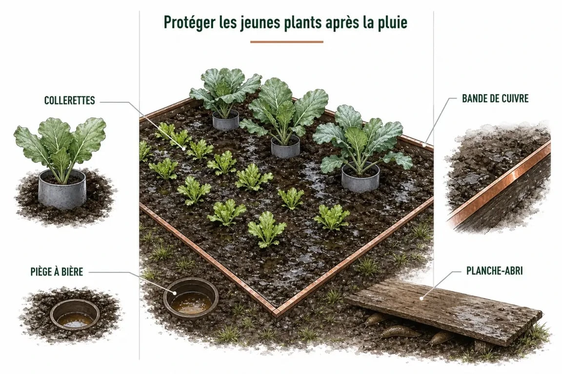 Protéger son potager des limaces avec des collerettes, un piège à bière et des barrières physiques